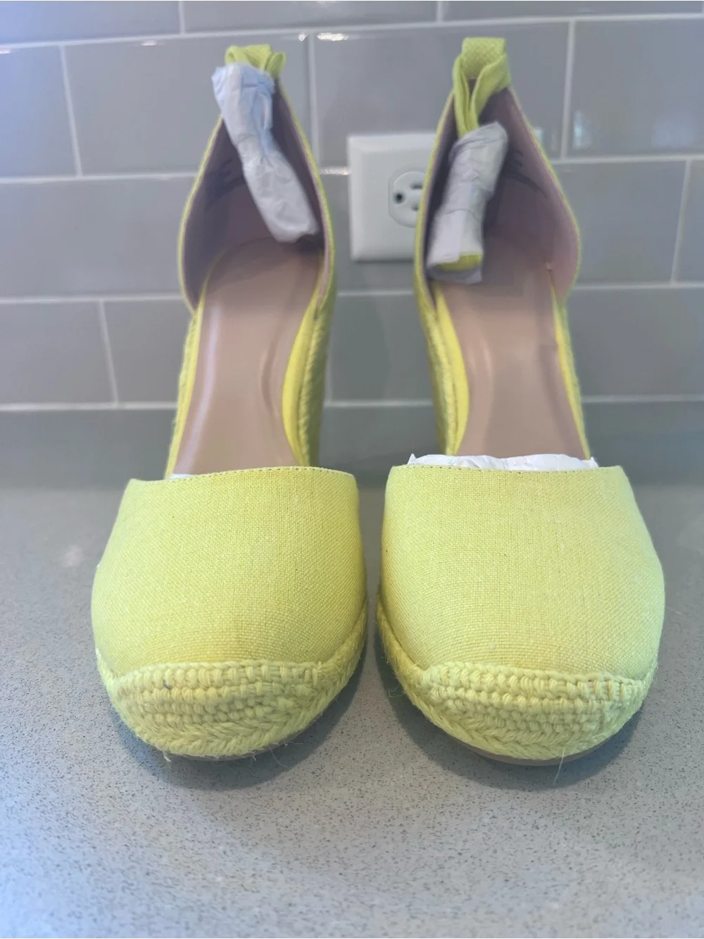 Espadrille Wedge Heels Ankle Ribbon Wrap  Jenala Sz 9 1/2